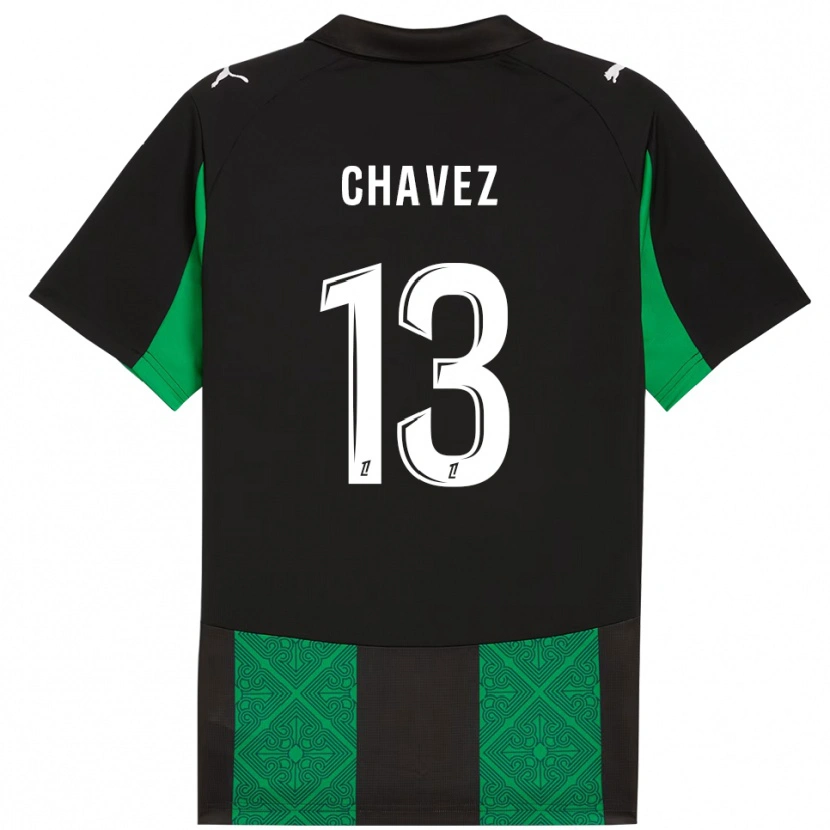 Danxen Niño Camiseta Jhoanner Chávez #13 Negro Verde 2ª Equipación 2025/26 La Camisa México