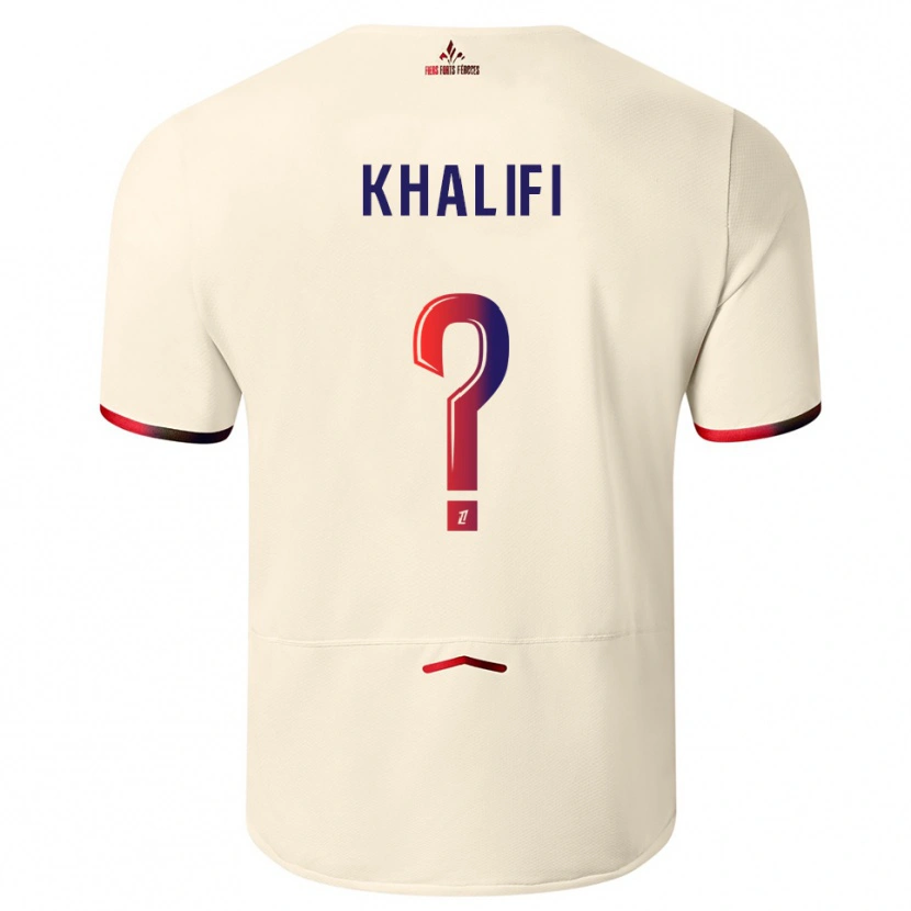 Danxen Niño Camiseta Yassine Khalifi #0 Blanquecino Rojo 2ª Equipación 2025/26 La Camisa México