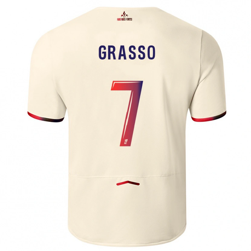 Danxen Niño Camiseta Enzo Grasso #7 Blanquecino Rojo 2ª Equipación 2025/26 La Camisa México