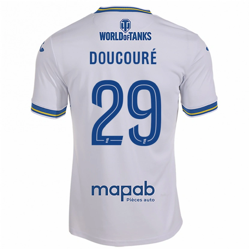 Danxen Niño Camiseta Siriné Doucouré #29 Blanco Celeste 2ª Equipación 2025/26 La Camisa México