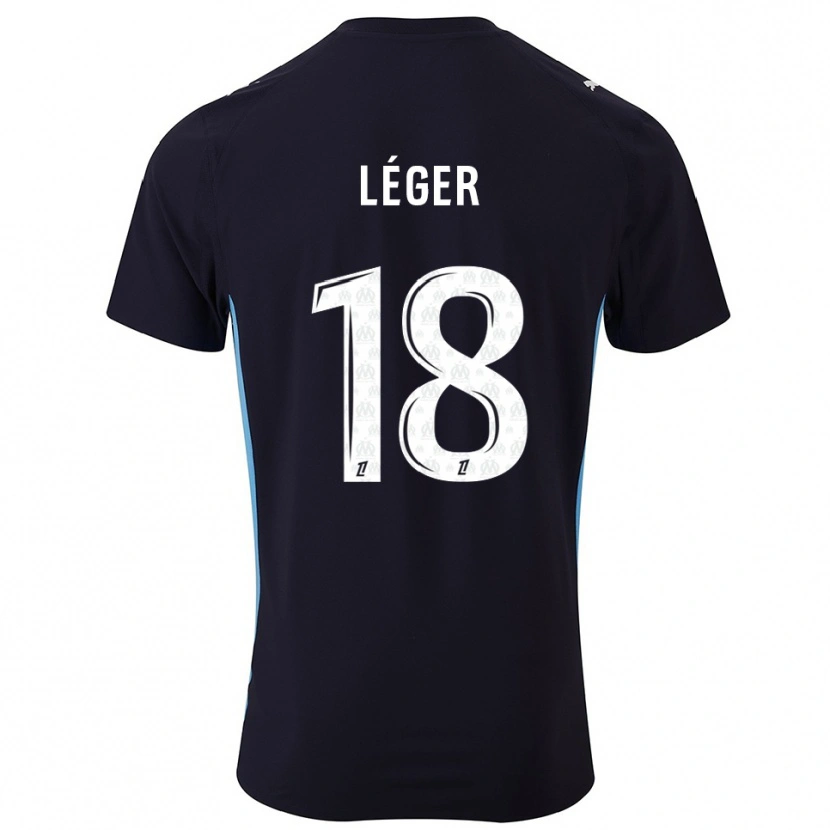 Danxen Niño Camiseta Marie-Charlotte Léger #18 Negro Celeste 2ª Equipación 2025/26 La Camisa México