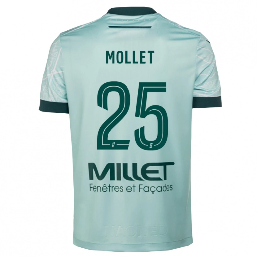 Danxen Niño Camiseta Florent Mollet #25 Verde Blanco 2ª Equipación 2025/26 La Camisa México