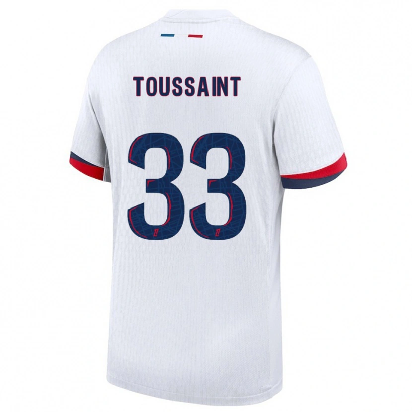 Danxen Niño Camiseta Océane Toussaint #33 Blanco Rojo 2ª Equipación 2025/26 La Camisa México