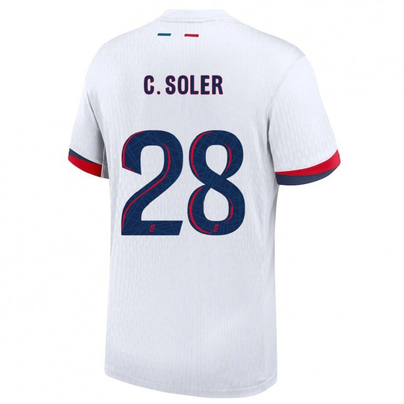 Danxen Niño Camiseta Carlos Soler #28 Blanco Rojo 2ª Equipación 2025/26 La Camisa México