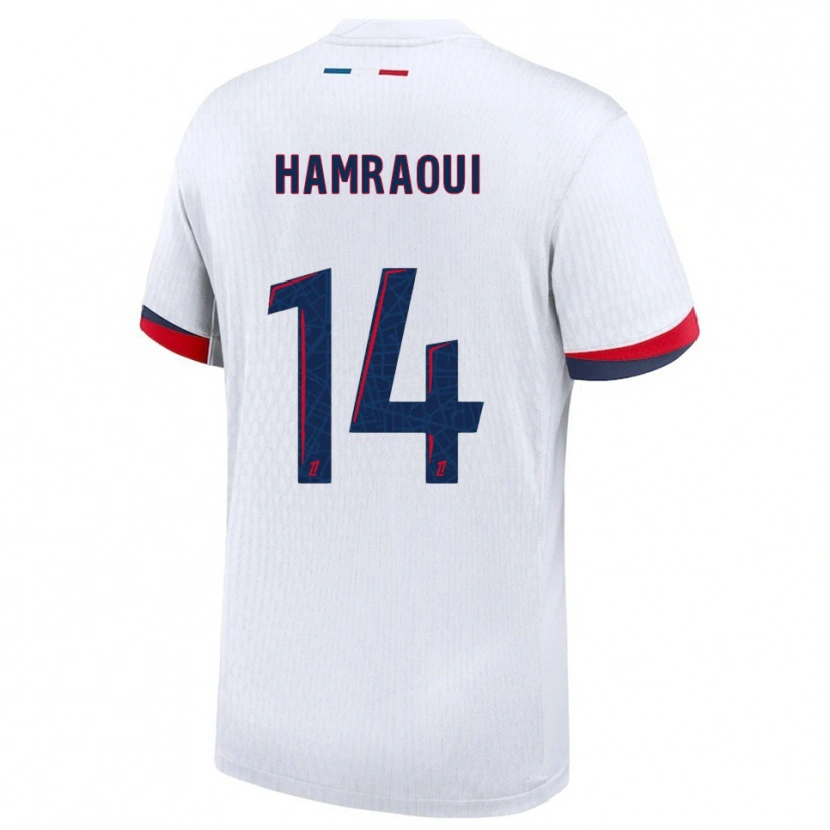 Danxen Niño Camiseta Kheira Hamraoui #14 Blanco Rojo 2ª Equipación 2025/26 La Camisa México