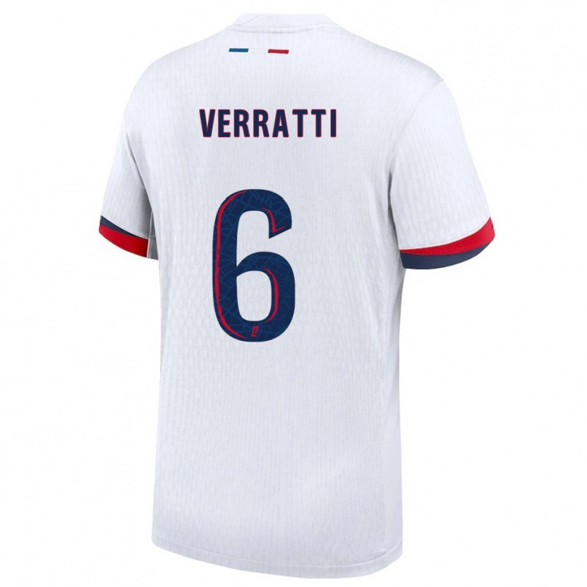 Danxen Niño Camiseta Marco Verratti #6 Blanco Rojo 2ª Equipación 2025/26 La Camisa México