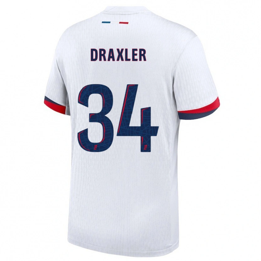 Danxen Niño Camiseta Julian Draxler #34 Blanco Rojo 2ª Equipación 2025/26 La Camisa México
