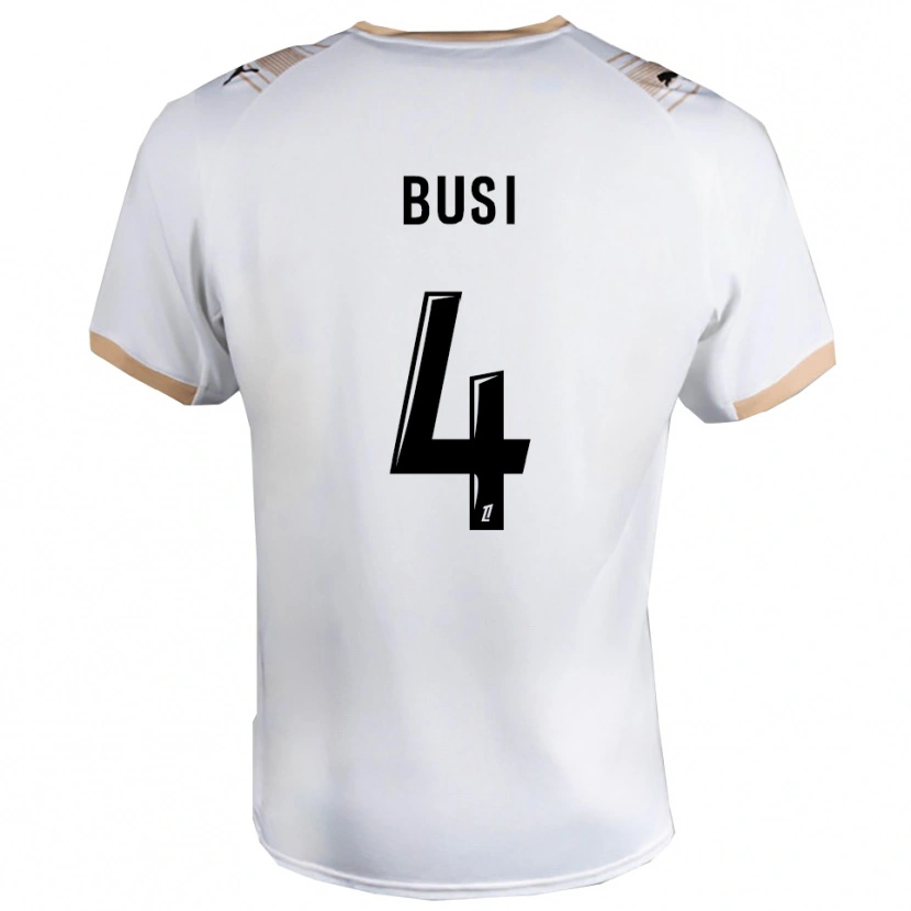 Danxen Niño Camiseta Maxime Busi #4 Blanco Negro 2ª Equipación 2025/26 La Camisa México