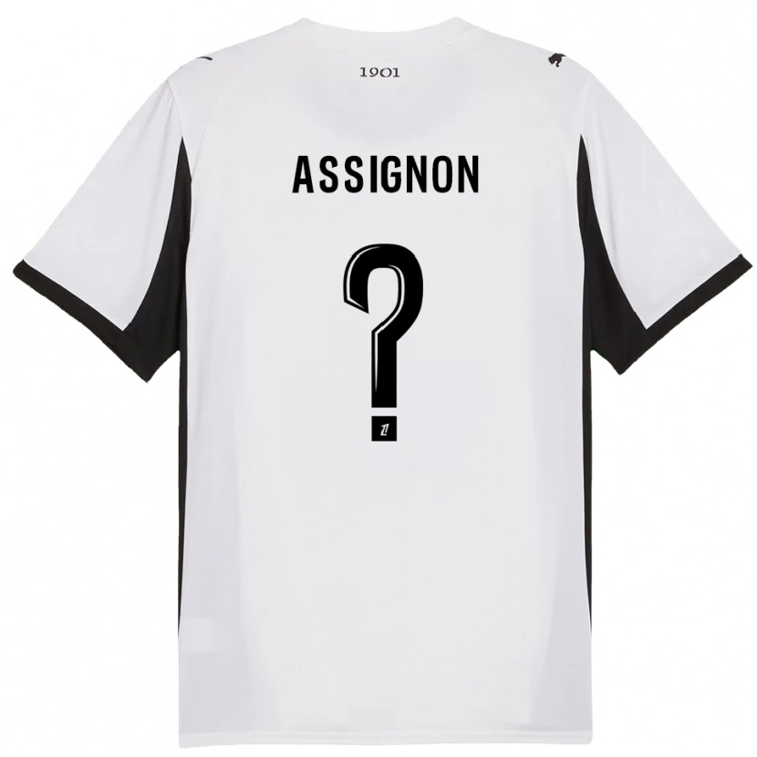 Danxen Niño Camiseta Kenny Assignon #0 Blanco Negro 2ª Equipación 2025/26 La Camisa México