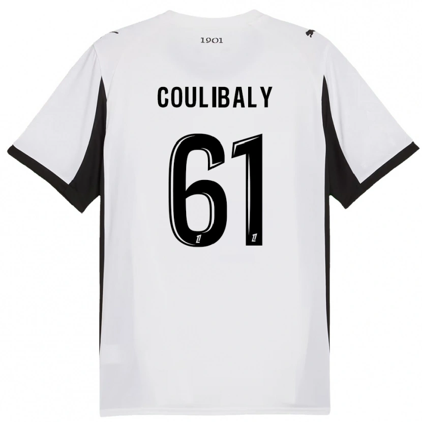 Danxen Niño Camiseta Joël-Emmanuel Coulibaly #61 Blanco Negro 2ª Equipación 2025/26 La Camisa México