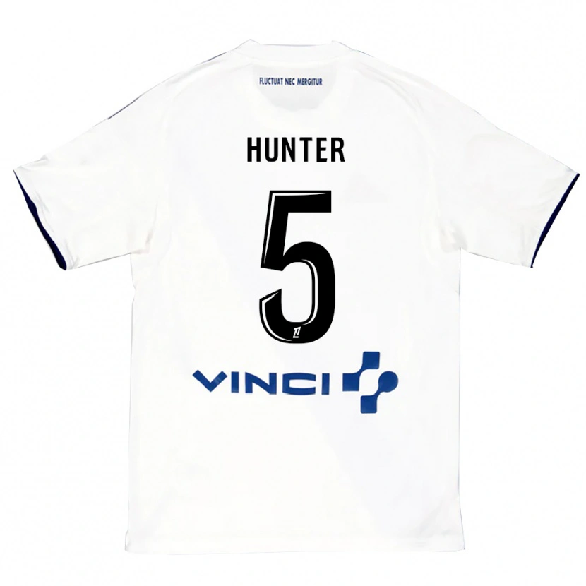 Danxen Niño Camiseta Sarah Hunter #5 Blanco Azul 2ª Equipación 2025/26 La Camisa México