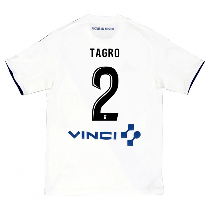 Danxen Niño Camiseta Lucas Tagro #2 Blanco Azul 2ª Equipación 2025/26 La Camisa México
