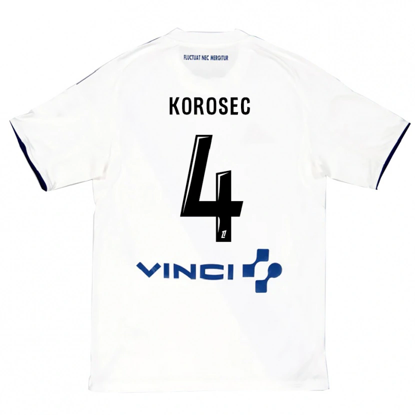 Danxen Niño Camiseta Kaja Korošec #4 Blanco Azul 2ª Equipación 2025/26 La Camisa México