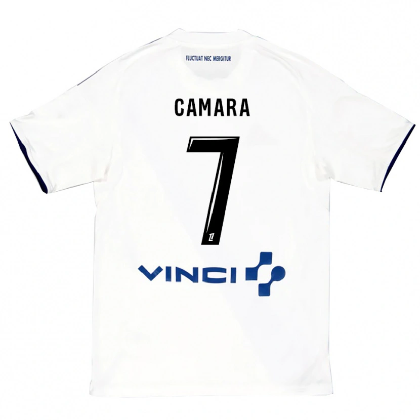 Danxen Niño Camiseta Ismaël Camara #7 Blanco Azul 2ª Equipación 2025/26 La Camisa México