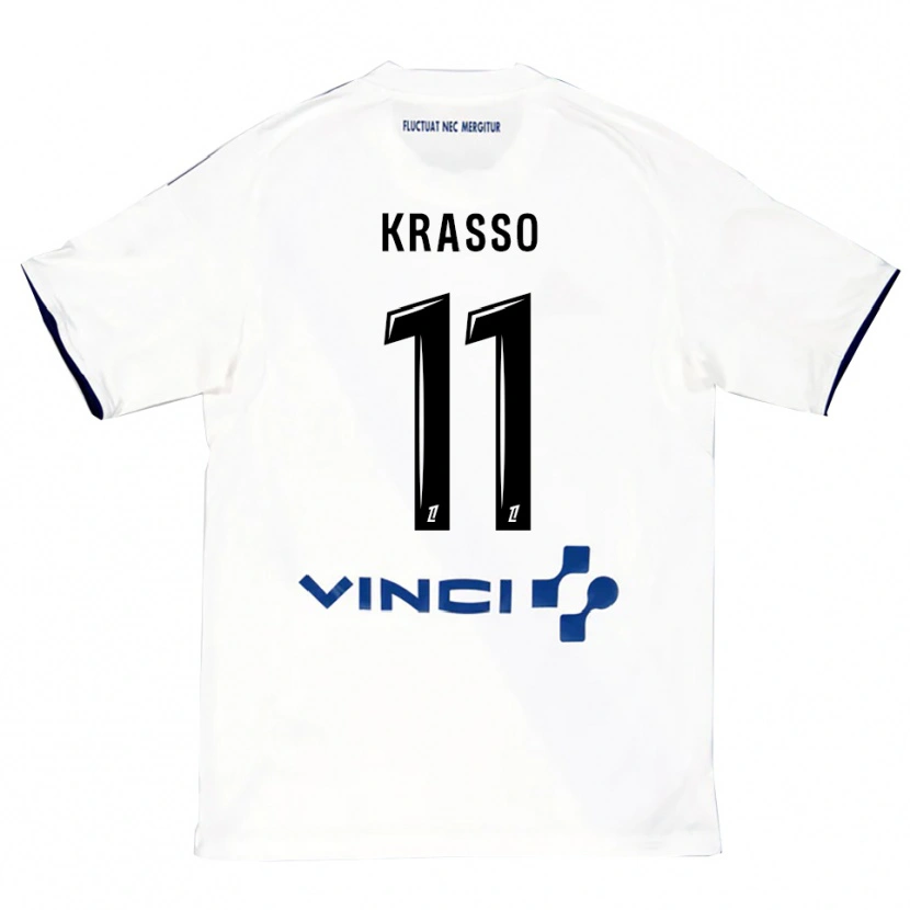 Danxen Niño Camiseta Jean-Philippe Krasso #11 Blanco Azul 2ª Equipación 2025/26 La Camisa México