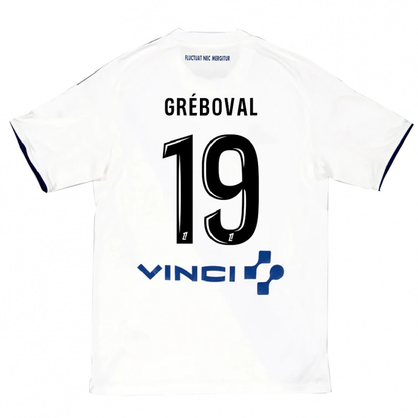 Danxen Niño Camiseta Théa Gréboval #19 Blanco Azul 2ª Equipación 2025/26 La Camisa México