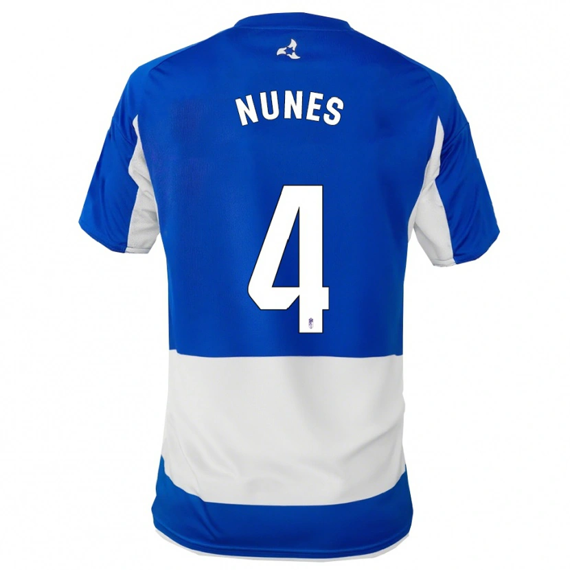 Danxen Niño Camiseta David Nunes #4 Azul Blanco 2ª Equipación 2025/26 La Camisa México