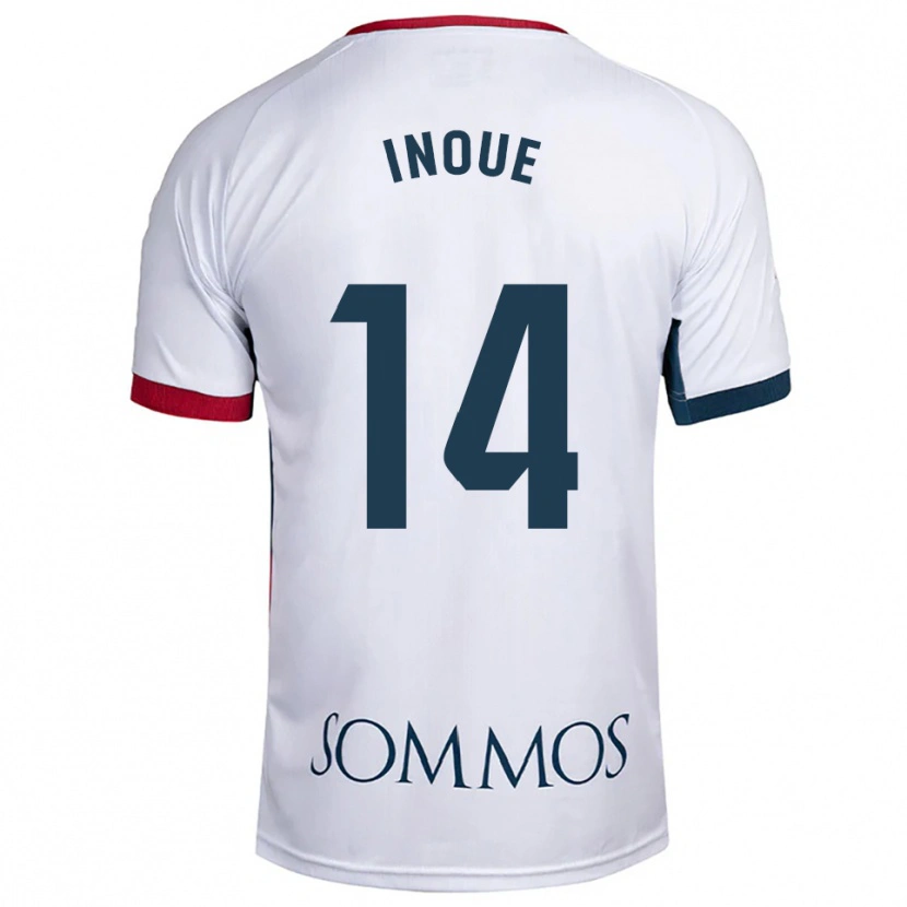 Danxen Niño Camiseta Moe Inoue #14 Blanco Rojo 2ª Equipación 2025/26 La Camisa México