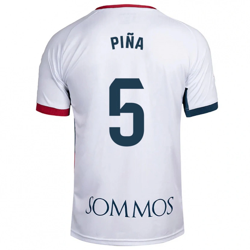 Danxen Niño Camiseta Piña #5 Blanco Rojo 2ª Equipación 2025/26 La Camisa México