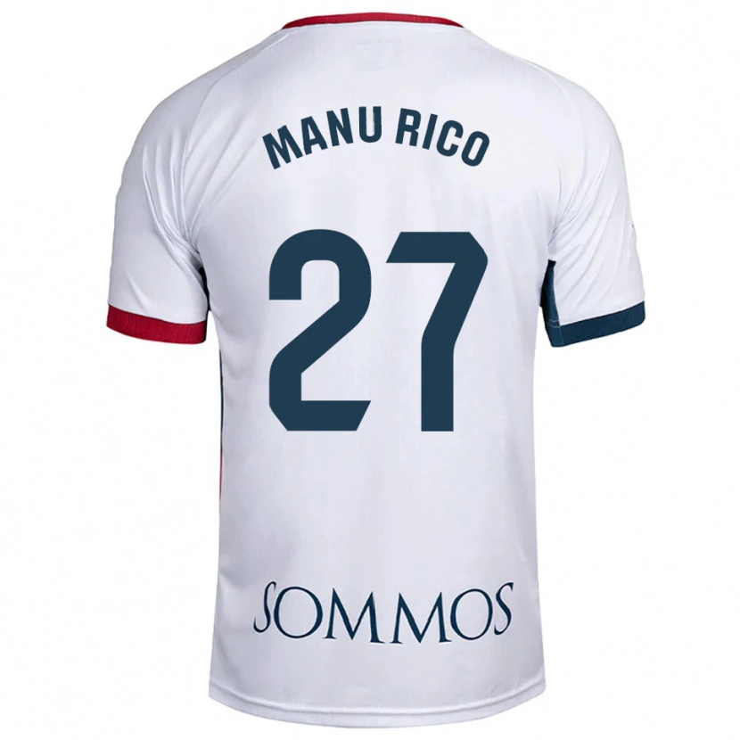 Danxen Niño Camiseta Manu Rico #27 Blanco Rojo 2ª Equipación 2025/26 La Camisa México
