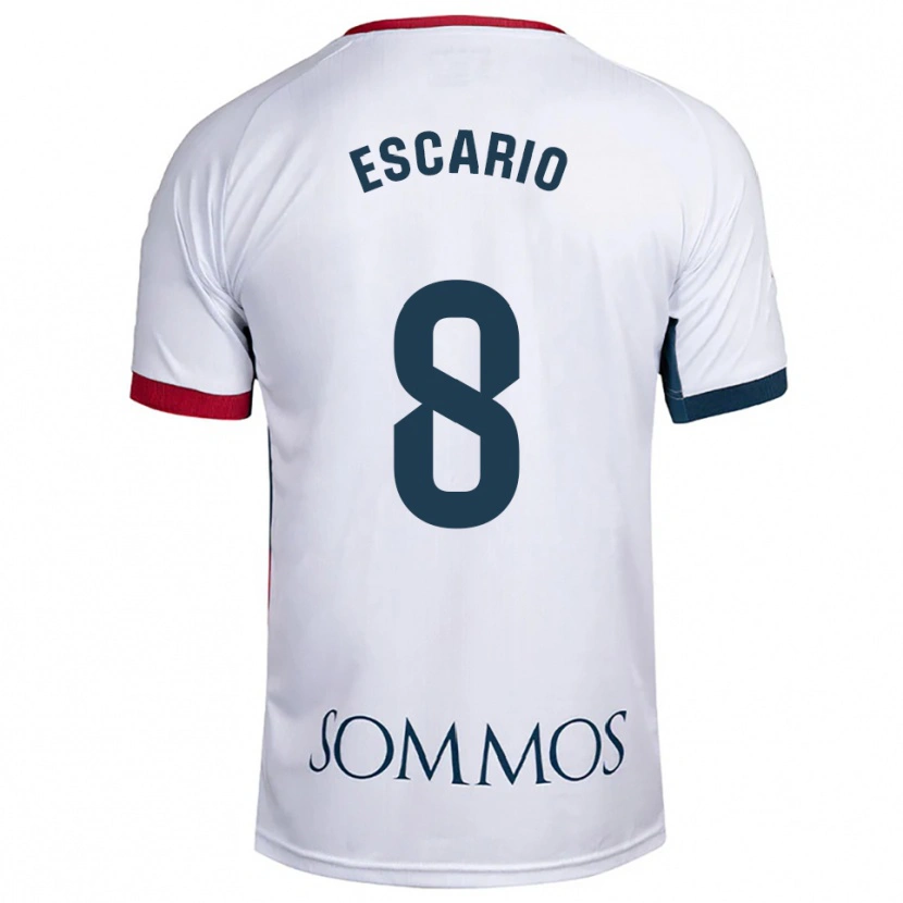 Danxen Niño Camiseta Jaime Escario #8 Blanco Rojo 2ª Equipación 2025/26 La Camisa México