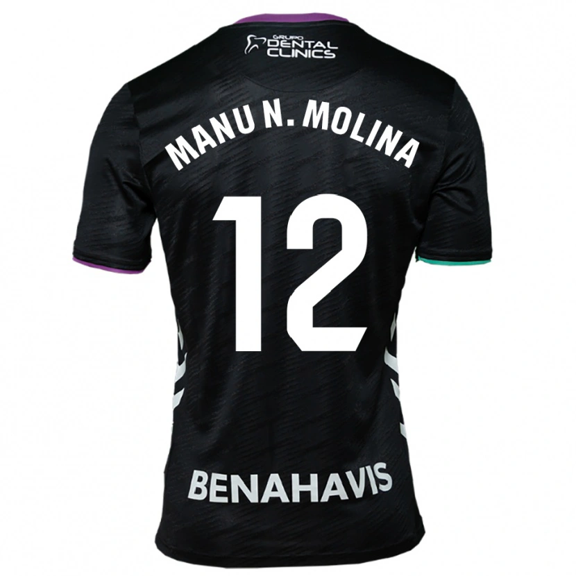 Danxen Niño Camiseta Manu Molina #12 Negro Morado Verde 2ª Equipación 2025/26 La Camisa México