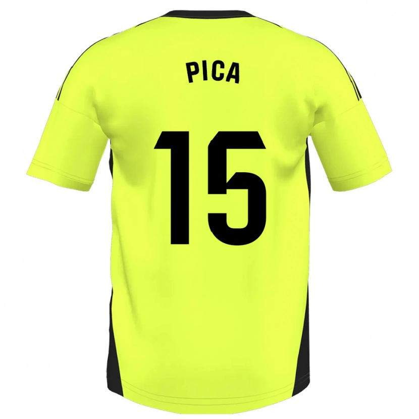 Danxen Niño Camiseta Adrián Pica #15 Amarillo Fluorescente 2ª Equipación 2025/26 La Camisa México