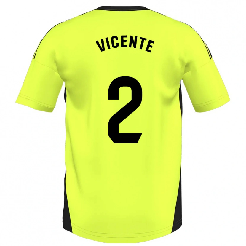 Danxen Niño Camiseta David Vicente #2 Amarillo Fluorescente 2ª Equipación 2025/26 La Camisa México
