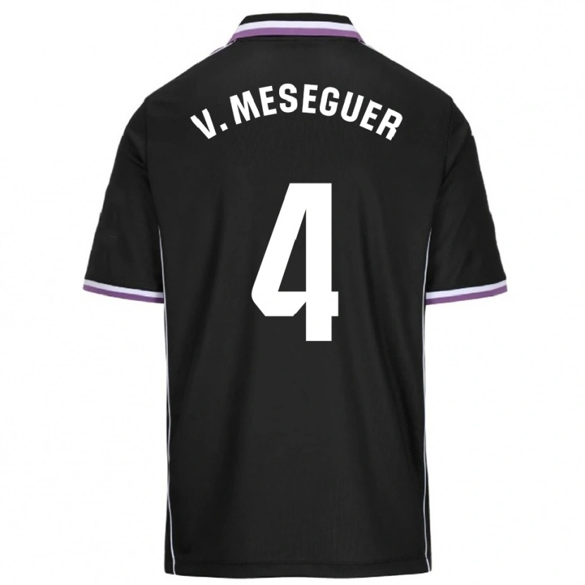 Danxen Niño Camiseta Víctor Meseguer #4 Morado Negro 2ª Equipación 2025/26 La Camisa México
