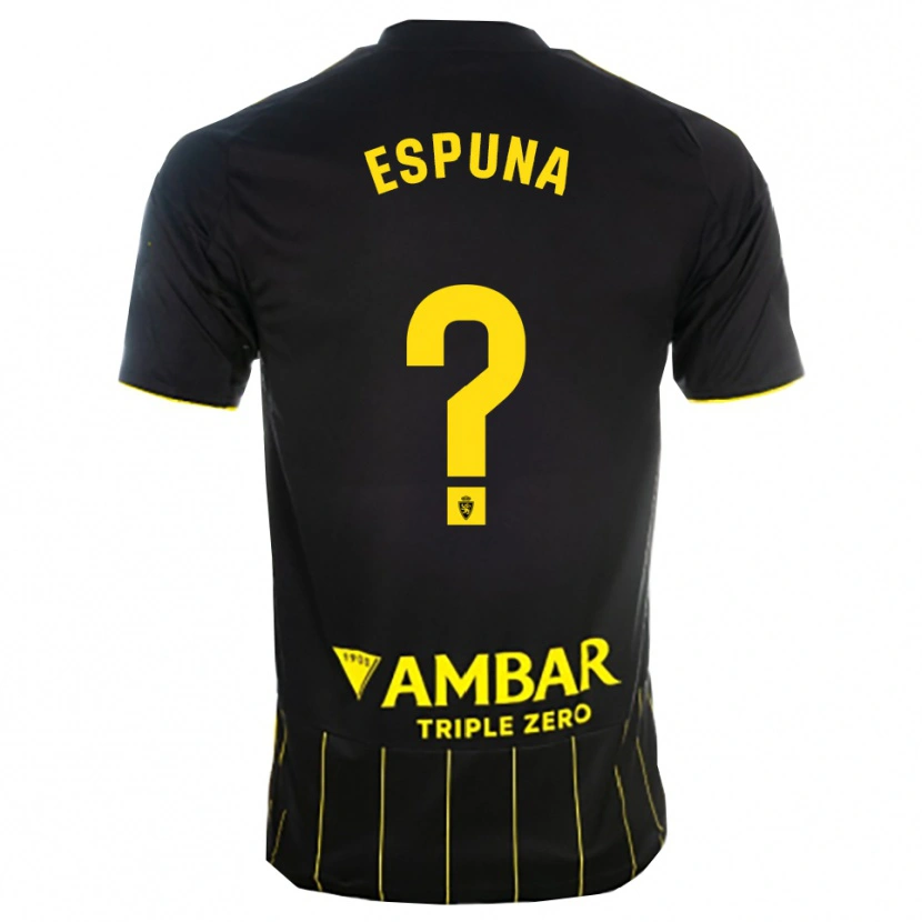Danxen Niño Camiseta Nico Espuña #0 Negro Amarillo 2ª Equipación 2025/26 La Camisa México