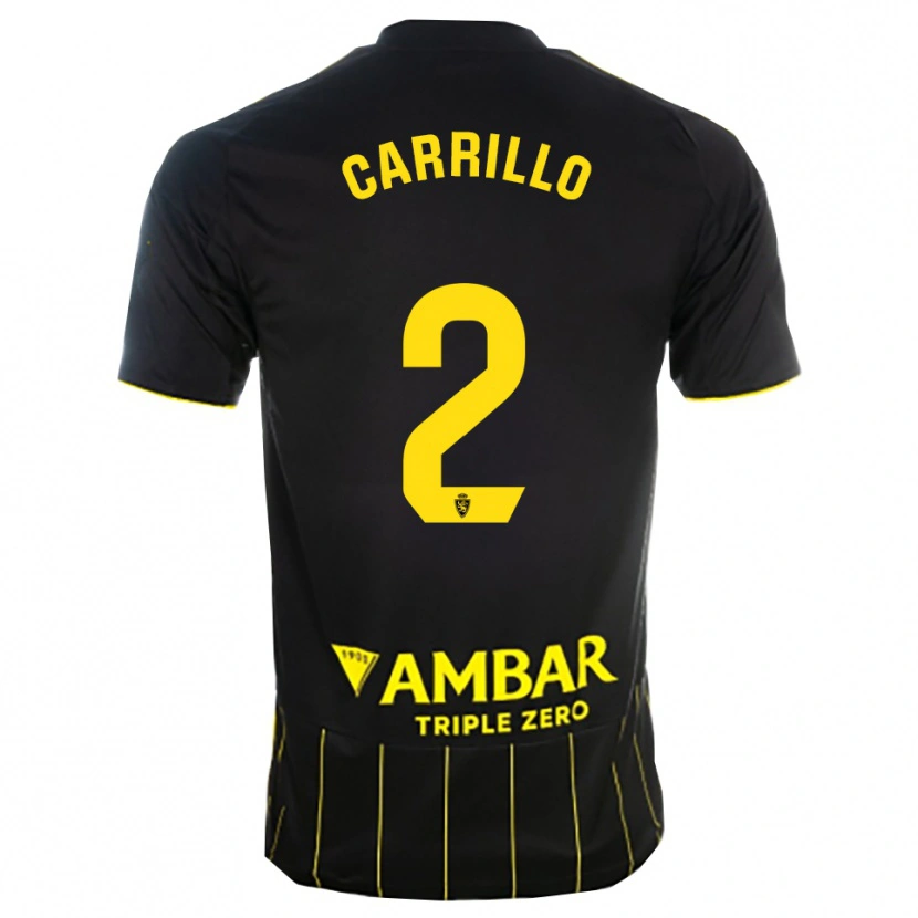 Danxen Niño Camiseta Hugo Carrillo #2 Negro Amarillo 2ª Equipación 2025/26 La Camisa México