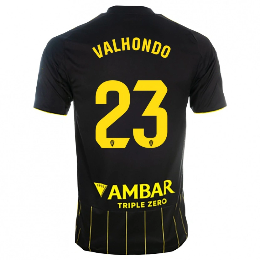 Danxen Niño Camiseta Marcos Valhondo #23 Negro Amarillo 2ª Equipación 2025/26 La Camisa México