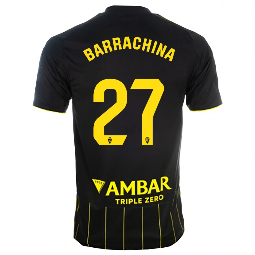 Danxen Niño Camiseta Hugo Barrachina #27 Negro Amarillo 2ª Equipación 2025/26 La Camisa México