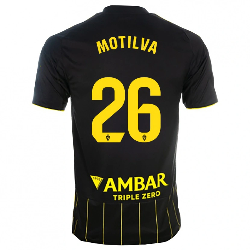 Danxen Niño Camiseta Adrián Motilva #26 Negro Amarillo 2ª Equipación 2025/26 La Camisa México