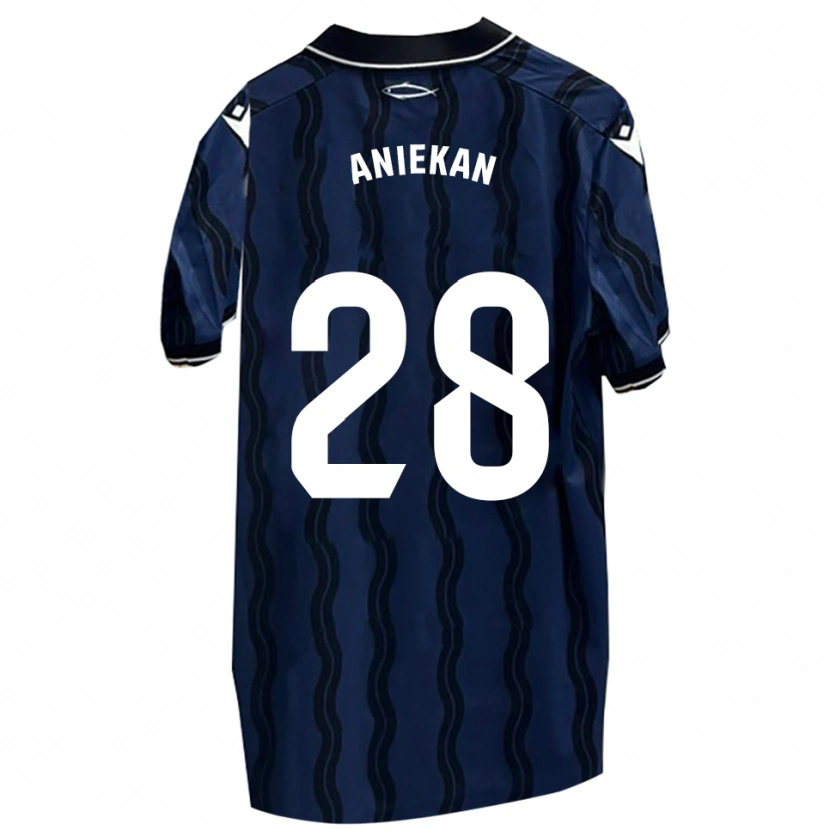 Danxen Niño Camiseta Bless Aniekan #28 Azul Oscuro Negro 2ª Equipación 2025/26 La Camisa México