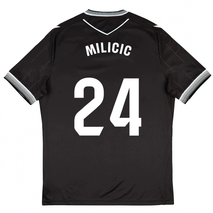 Danxen Niño Camiseta Nikola Milicic #24 Negro Blanco 2ª Equipación 2025/26 La Camisa México