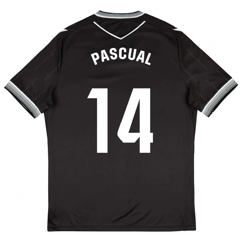 Danxen Niño Camiseta Hugo Pascual #14 Negro Blanco 2ª Equipación 2025/26 La Camisa México