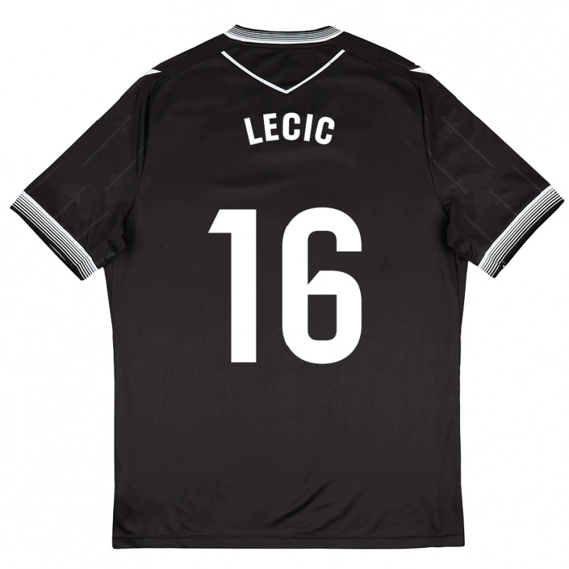 Danxen Niño Camiseta Luka Lecic #16 Negro Blanco 2ª Equipación 2025/26 La Camisa México