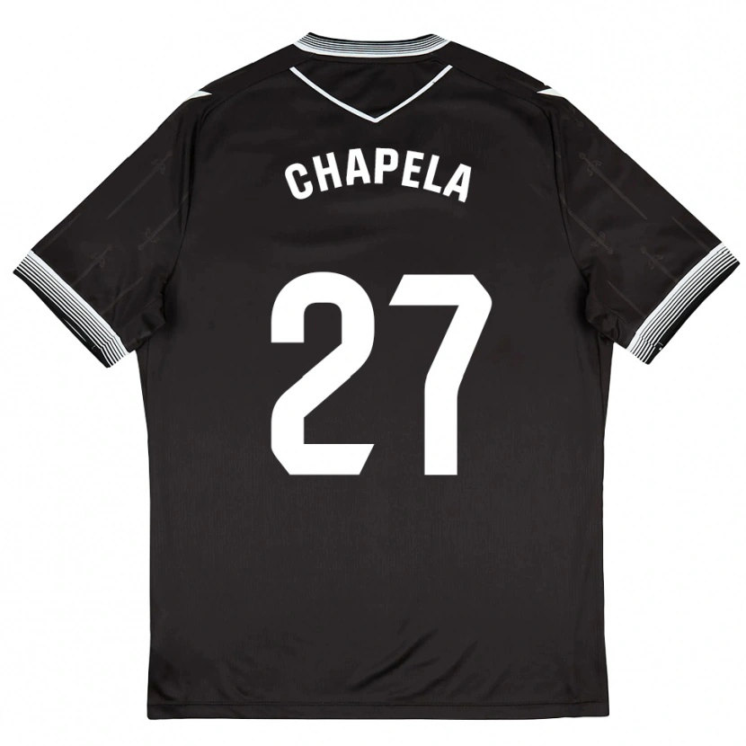 Danxen Niño Camiseta Iván Chapela #27 Negro Blanco 2ª Equipación 2025/26 La Camisa México
