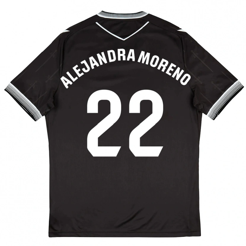 Danxen Niño Camiseta Alejandra Moreno #22 Negro Blanco 2ª Equipación 2025/26 La Camisa México