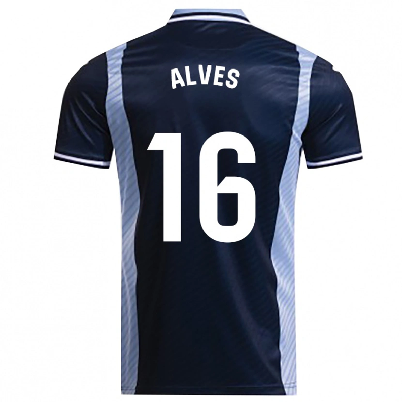 Danxen Niño Camiseta Rubén Alves #16 Azul Marino Celeste 2ª Equipación 2025/26 La Camisa México