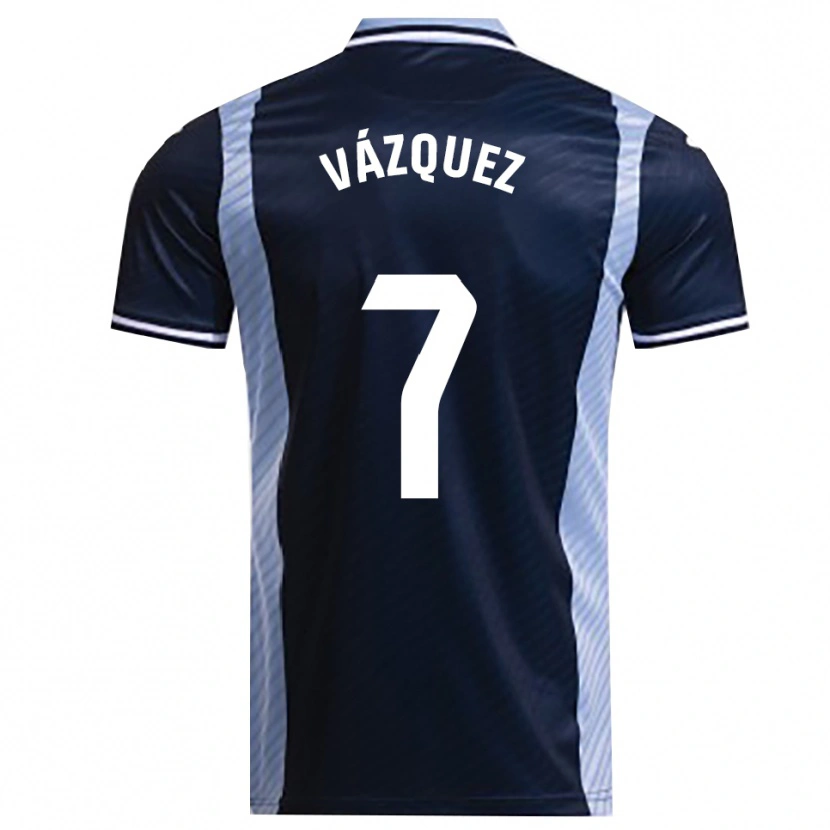 Danxen Niño Camiseta Álvaro Vázquez #7 Azul Marino Celeste 2ª Equipación 2025/26 La Camisa México