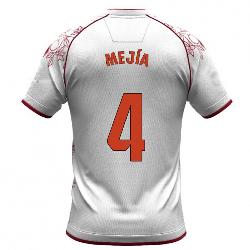 Danxen Niño Camiseta Jordan Mejía #4 Blanco Burdeos 2ª Equipación 2025/26 La Camisa México