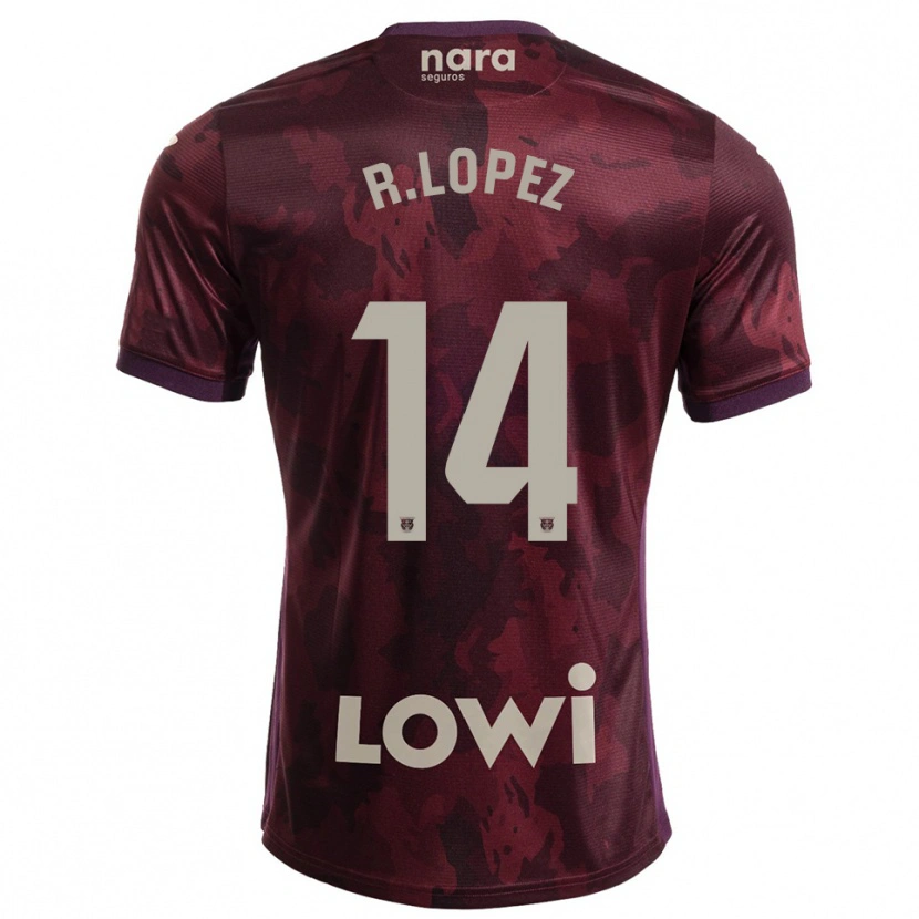 Danxen Niño Camiseta Roberto López #14 Burdeos Blanco 2ª Equipación 2025/26 La Camisa México