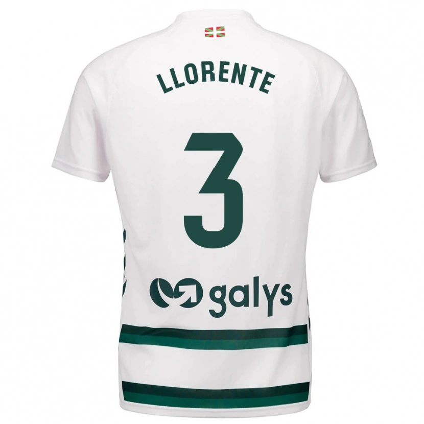 Danxen Niño Camiseta Oier Llorente #3 Blanco Verde 2ª Equipación 2025/26 La Camisa México