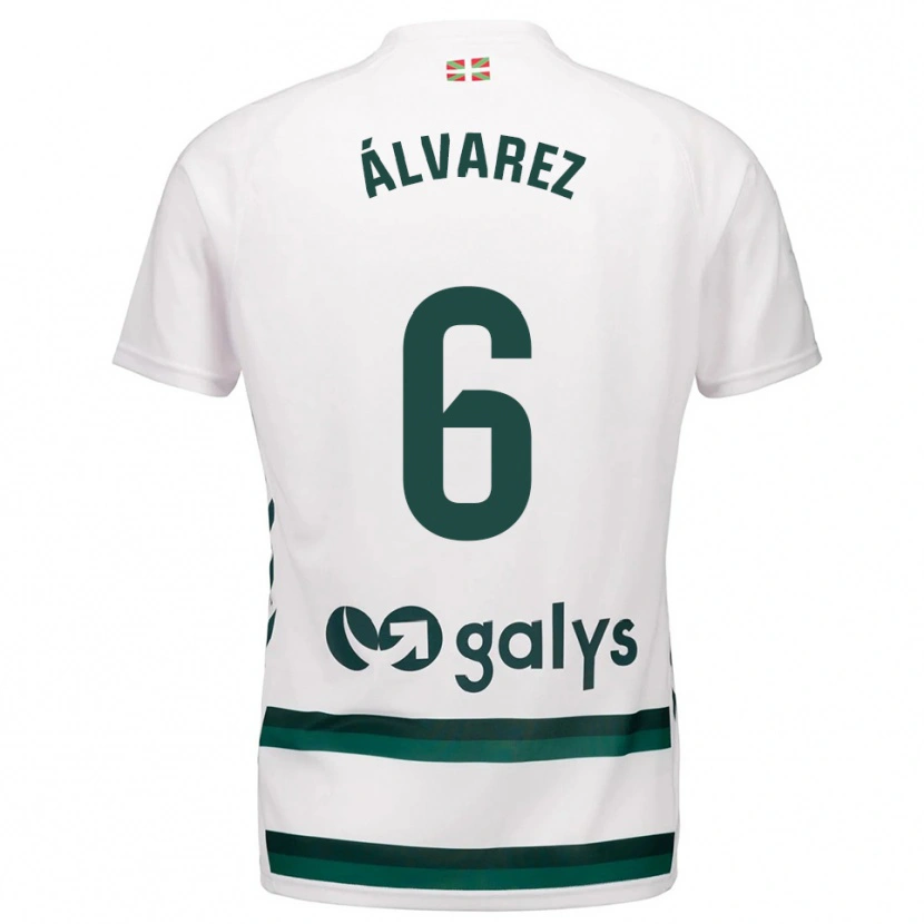 Danxen Niño Camiseta Sergio Álvarez #6 Blanco Verde 2ª Equipación 2025/26 La Camisa México