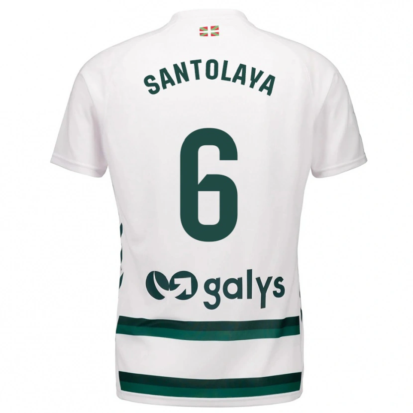 Danxen Niño Camiseta Asier Santolaya #6 Blanco Verde 2ª Equipación 2025/26 La Camisa México
