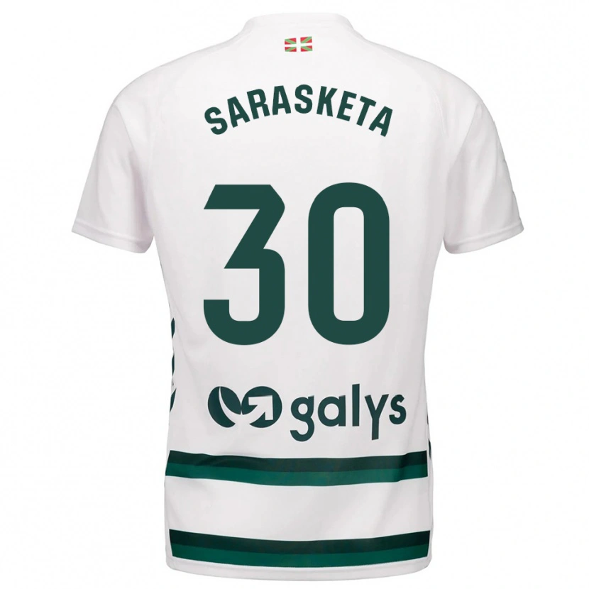 Danxen Niño Camiseta Lucas Sarasketa #30 Blanco Verde 2ª Equipación 2025/26 La Camisa México