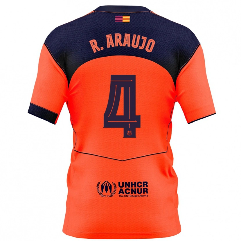Danxen Niño Camiseta Ronald Araujo #4 Naranja Marino Equipación Tercera 2025/26 La Camisa México