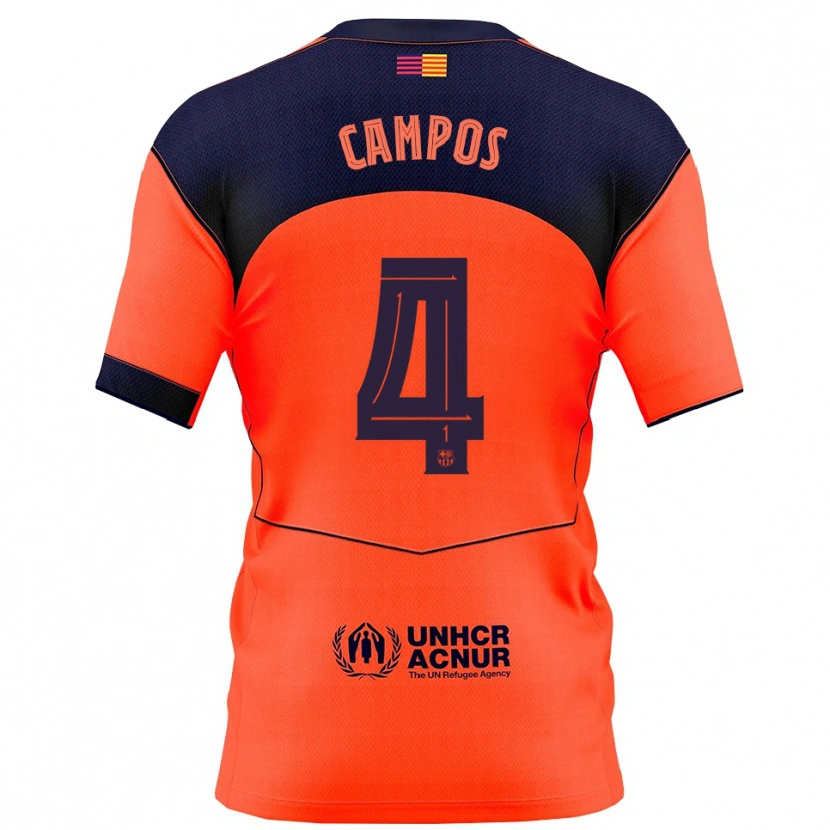 Danxen Niño Camiseta Alex Campos #4 Naranja Marino Equipación Tercera 2025/26 La Camisa México